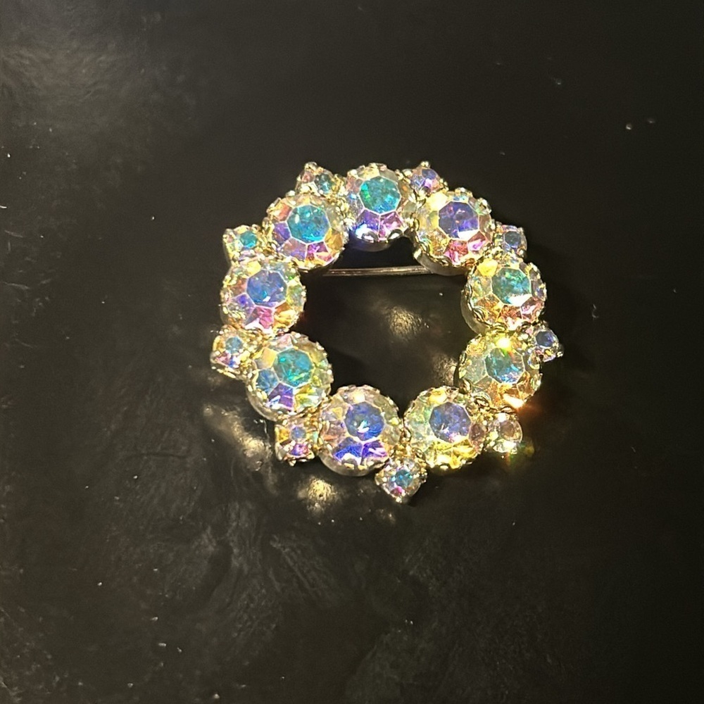 Vintage AB Rhinestone Brooch Pin | 1950s